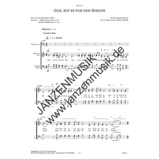 Geh, ruf es von den Bergen - SATB